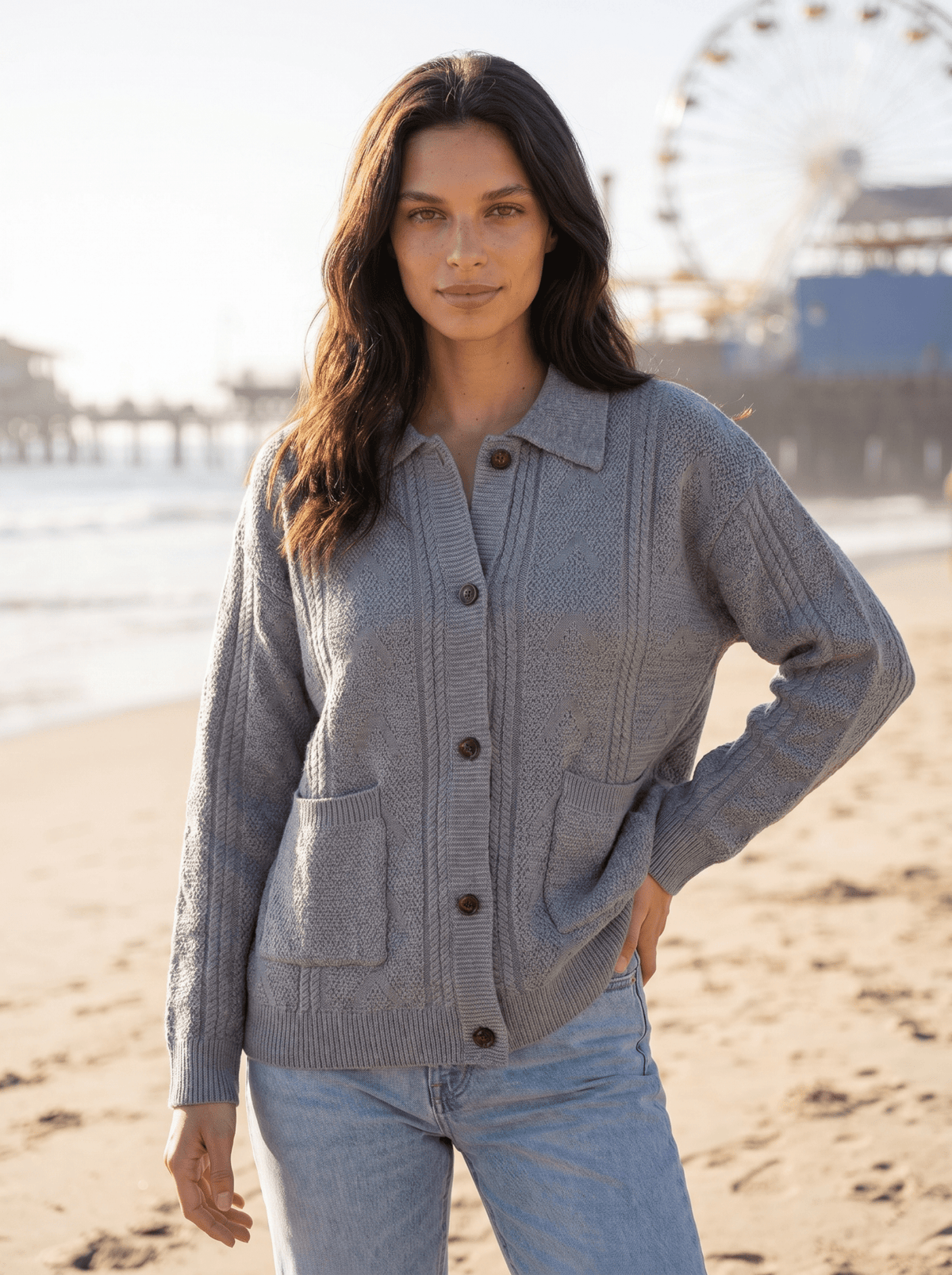 Knitted Patch-Pocket Cardigan - vencé