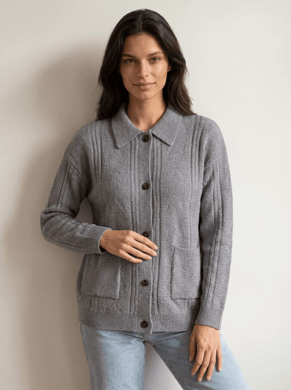 Knitted Patch-Pocket Cardigan - vencé