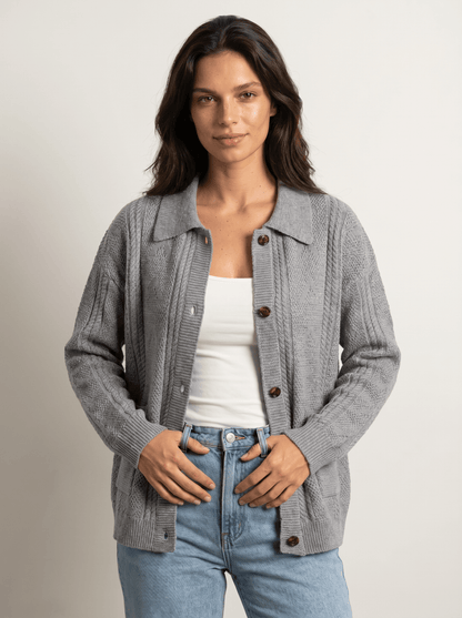 Knitted Patch-Pocket Cardigan - vencé
