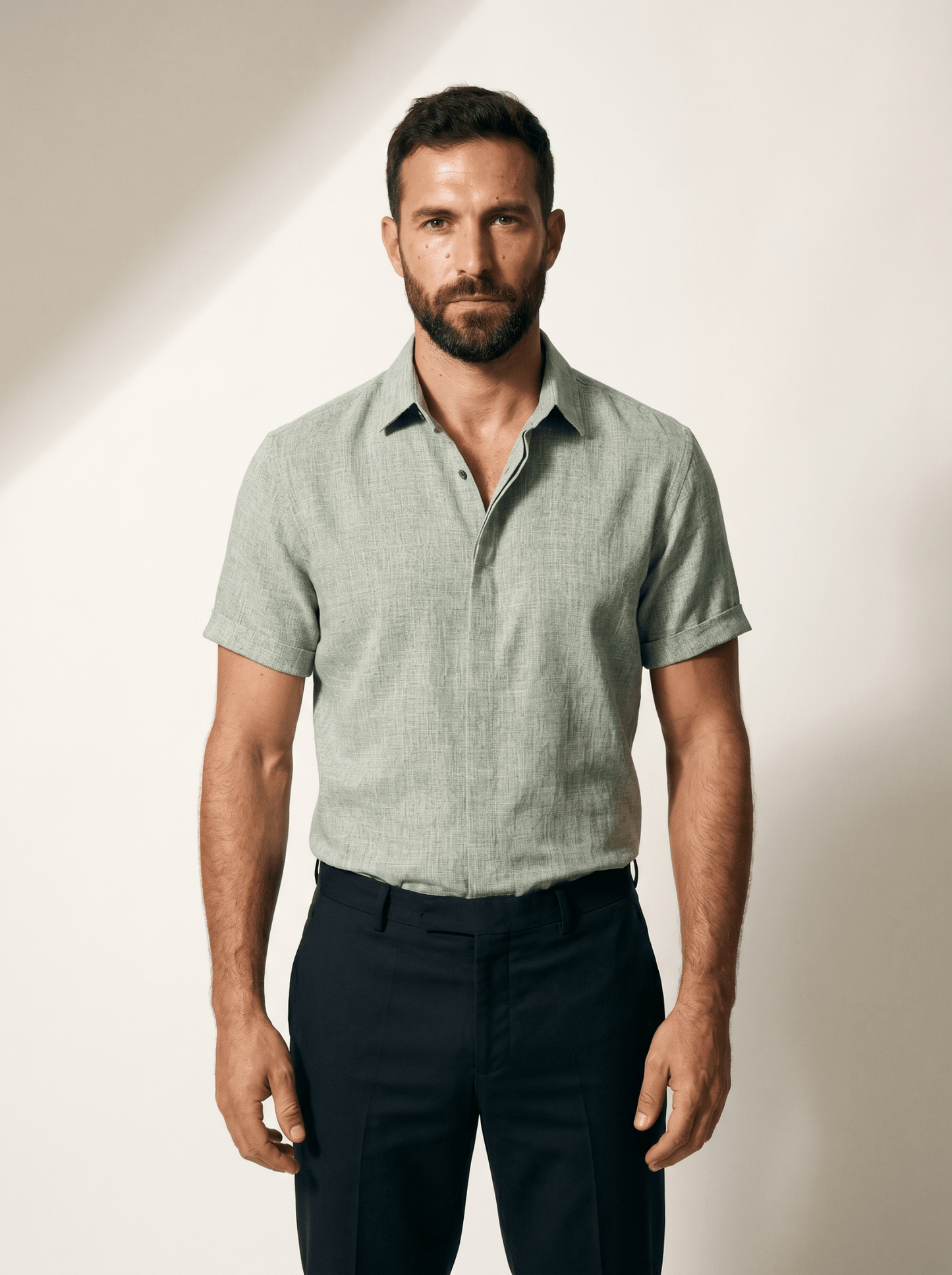 Linen Short-Sleeve Mens Shirt - vencé