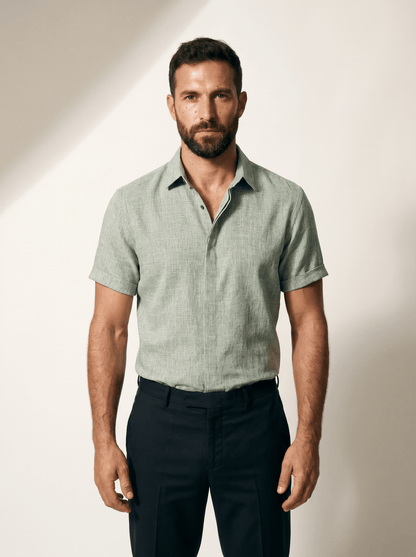 Linen Short-Sleeve Mens Shirt - vencé