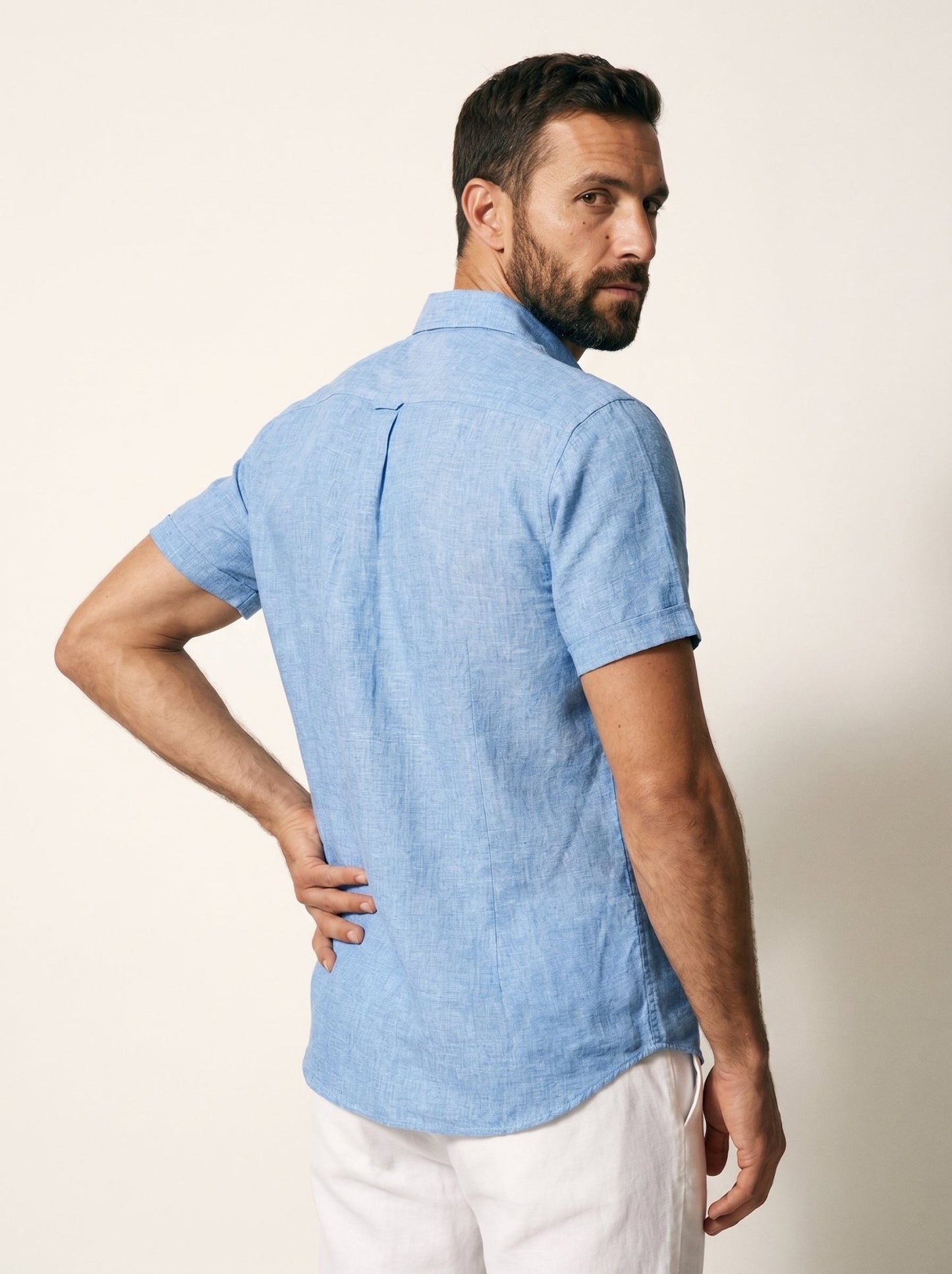 Linen Short-Sleeve Mens Shirt - vencé