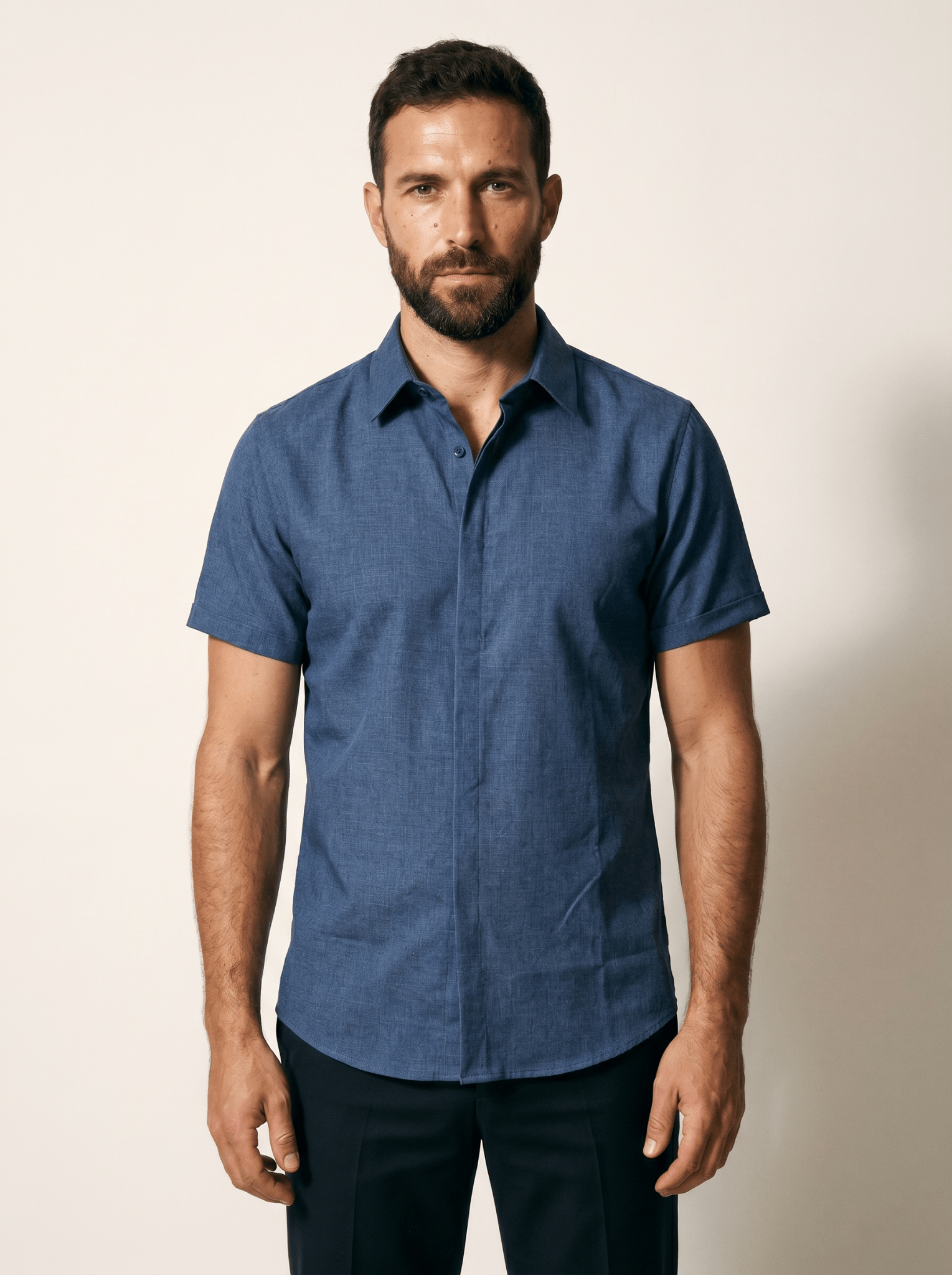 Linen Short-Sleeve Mens Shirt - vencé