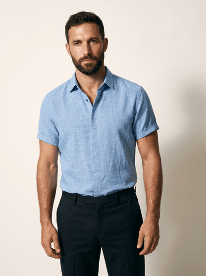 Linen Short-Sleeve Mens Shirt - vencé