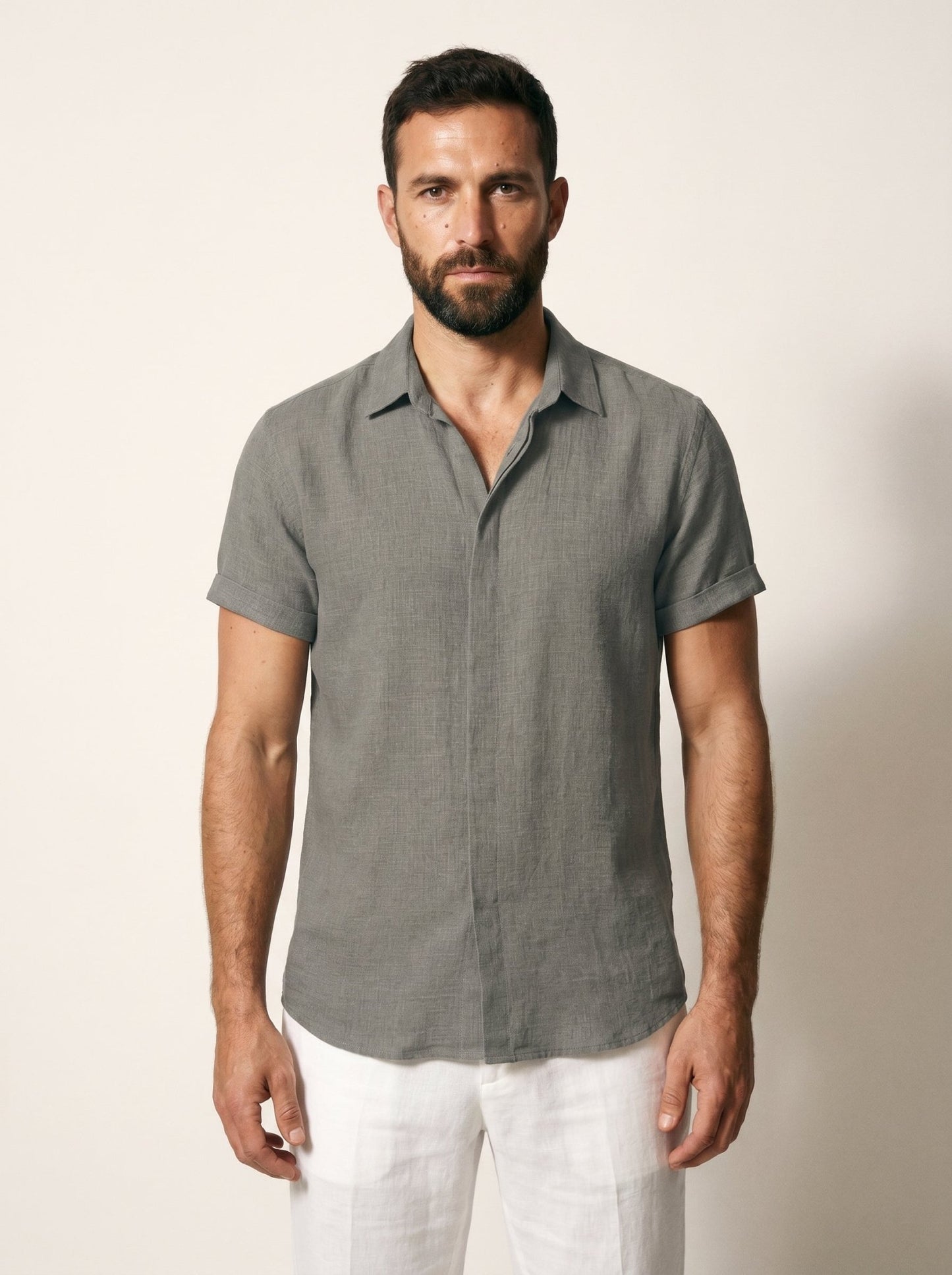 Linen Short-Sleeve Mens Shirt - vencé