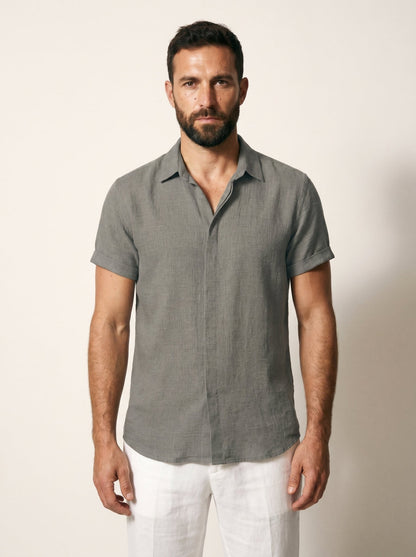Linen Short-Sleeve Mens Shirt - vencé