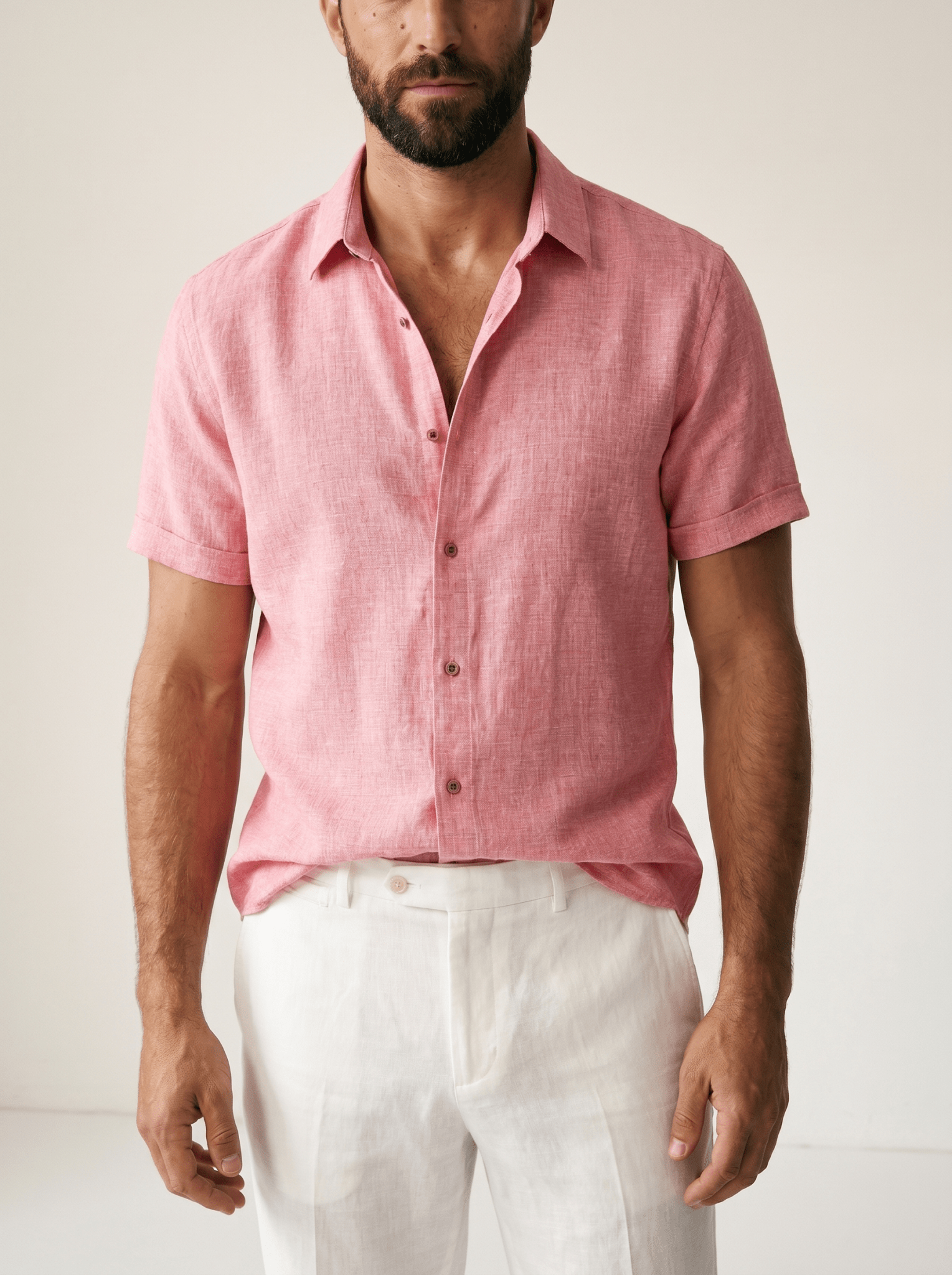 Linen Short-Sleeve Mens Shirt - vencé