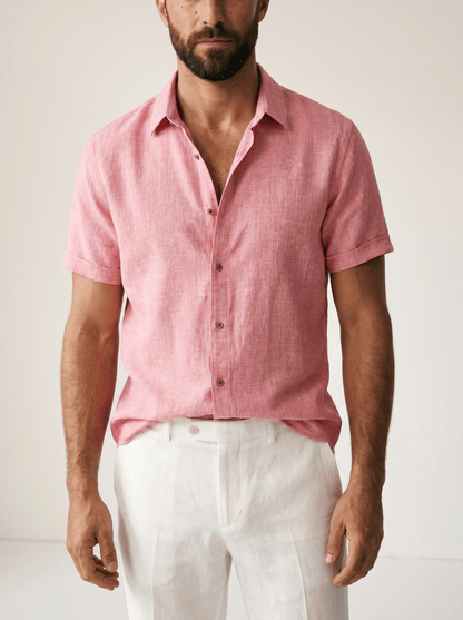 Linen Short-Sleeve Mens Shirt - vencé