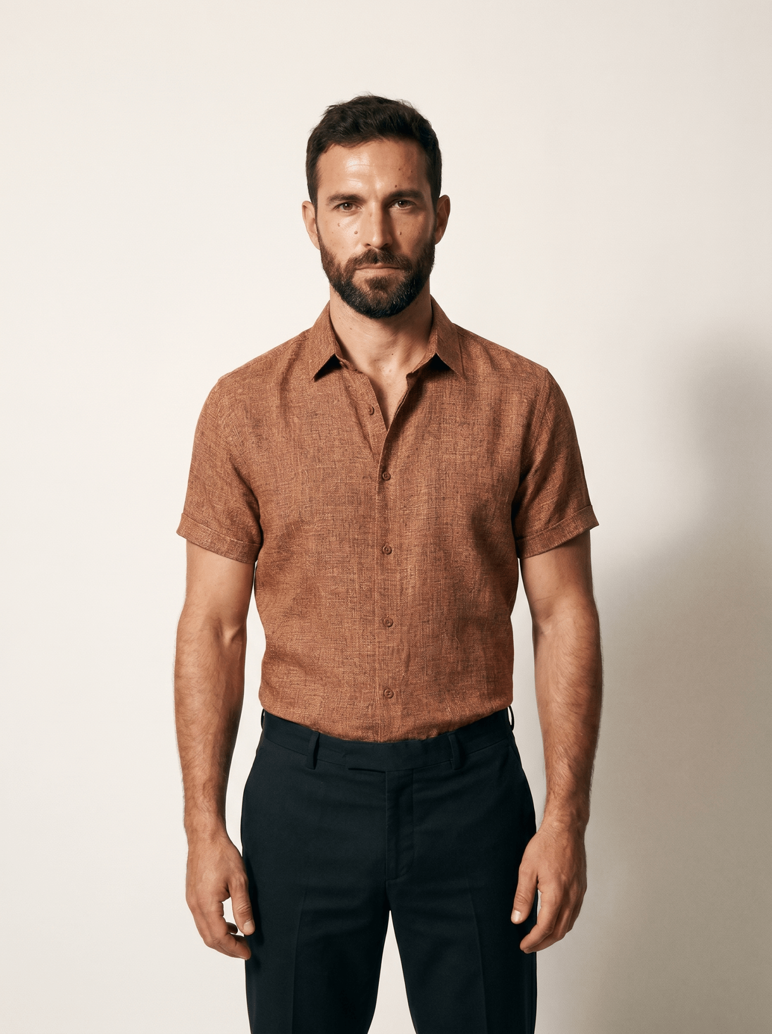 Linen Short-Sleeve Mens Shirt - vencé