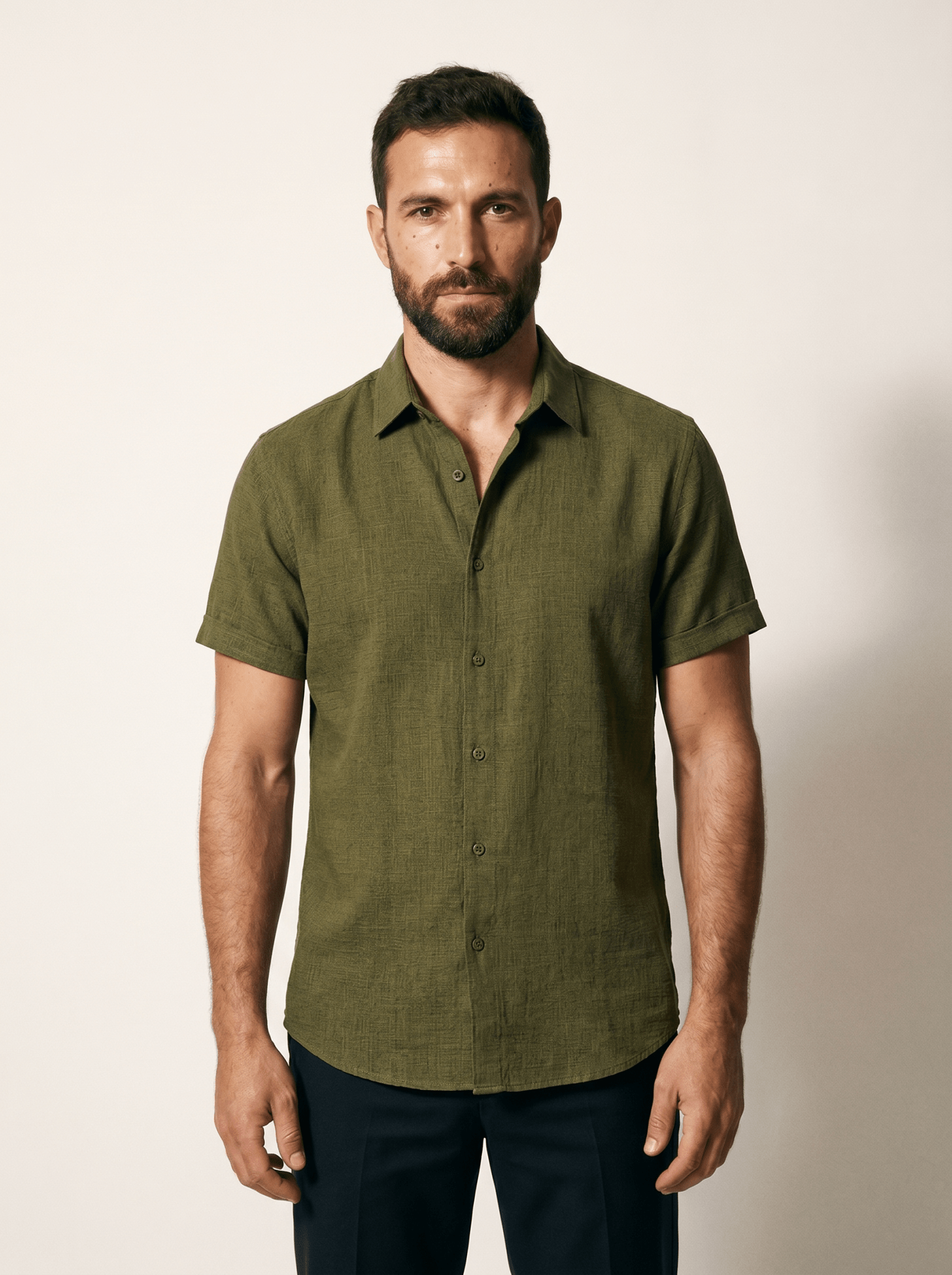 Linen Short-Sleeve Mens Shirt - vencé