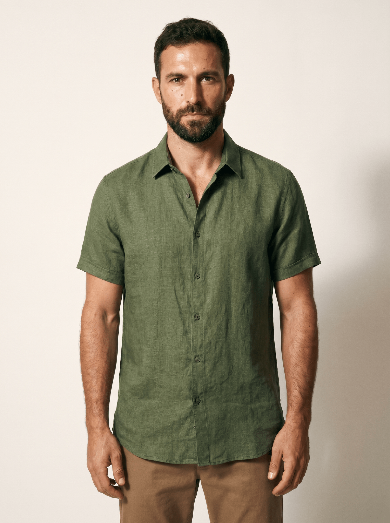 Linen Short-Sleeve Mens Shirt - vencé