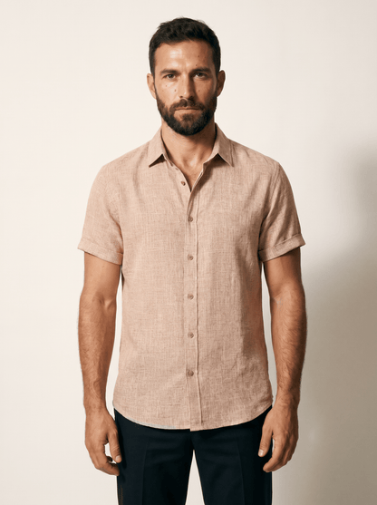 Linen Short-Sleeve Mens Shirt - vencé