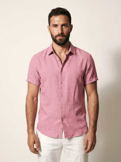 Linen Short-Sleeve Mens Shirt - vencé