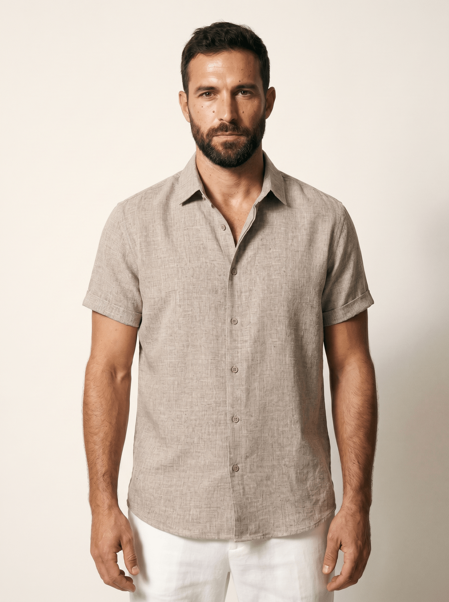 Linen Short-Sleeve Mens Shirt - vencé