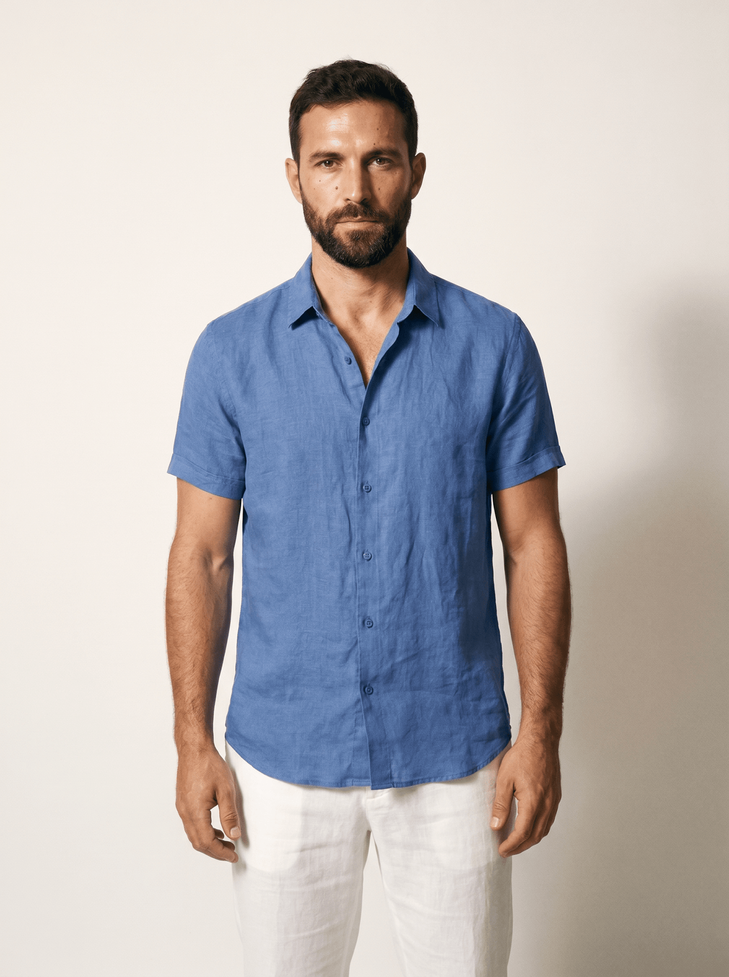 Linen Short-Sleeve Mens Shirt - vencé