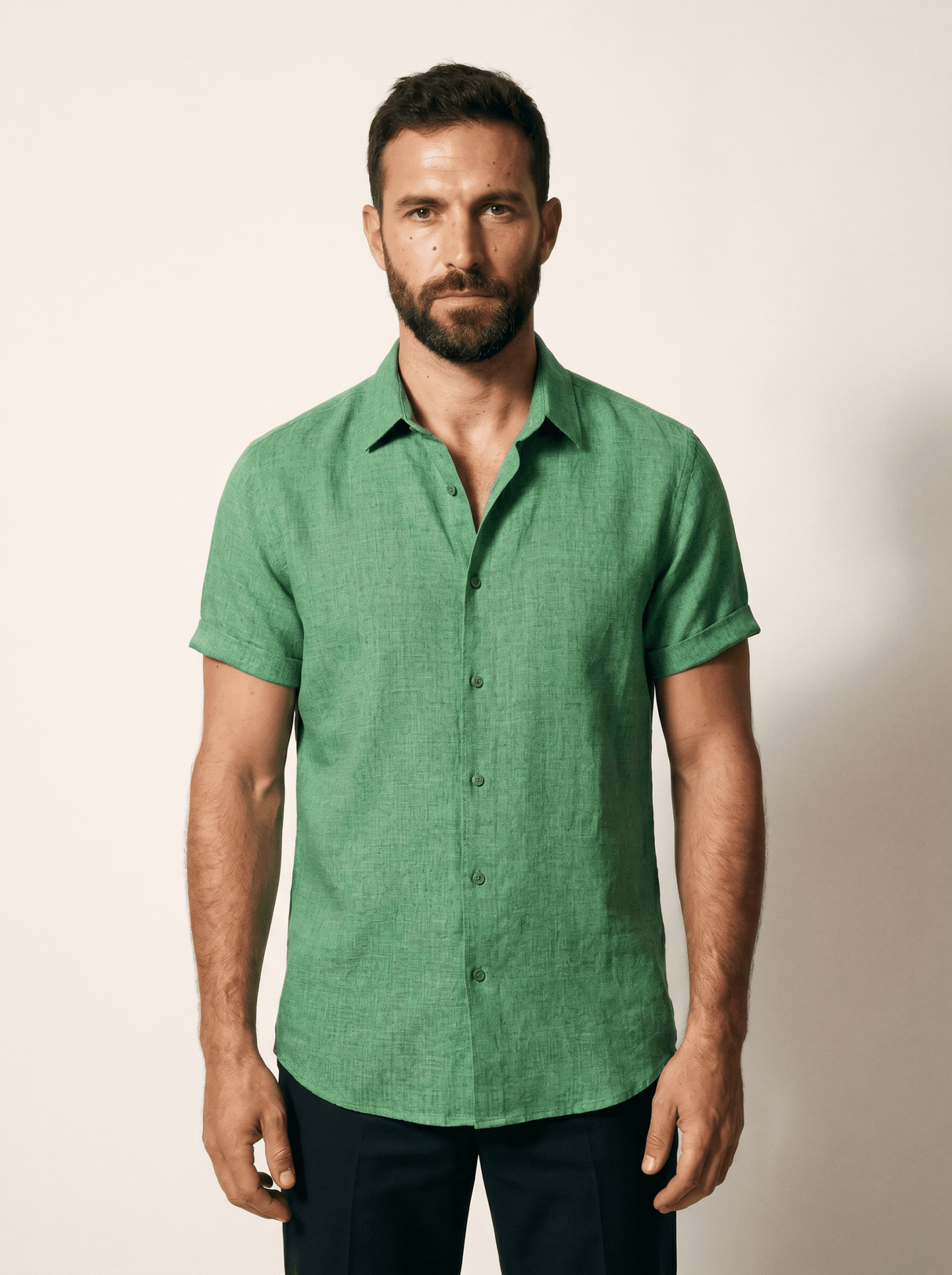 Linen Short-Sleeve Mens Shirt - vencé