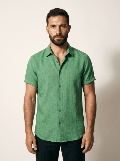 Linen Short-Sleeve Mens Shirt - vencé
