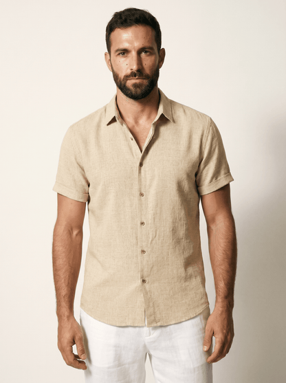 Linen Short-Sleeve Mens Shirt - vencé
