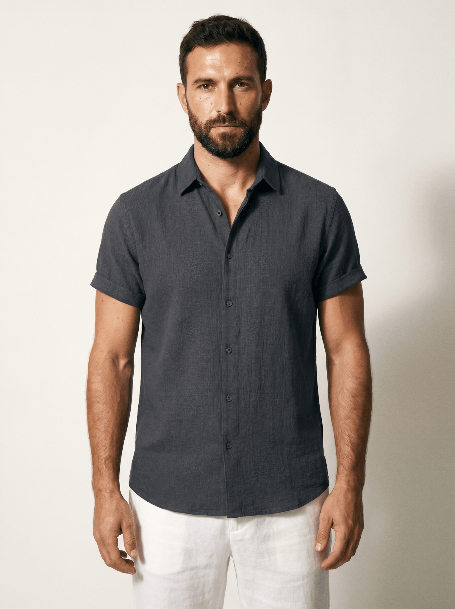 Linen Short-Sleeve Mens Shirt - vencé