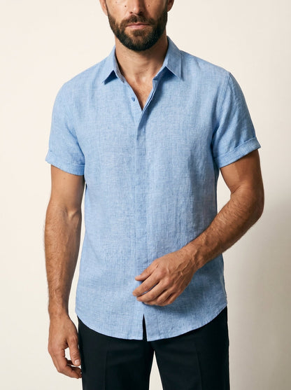 Linen Short-Sleeve Mens Shirt - vencé