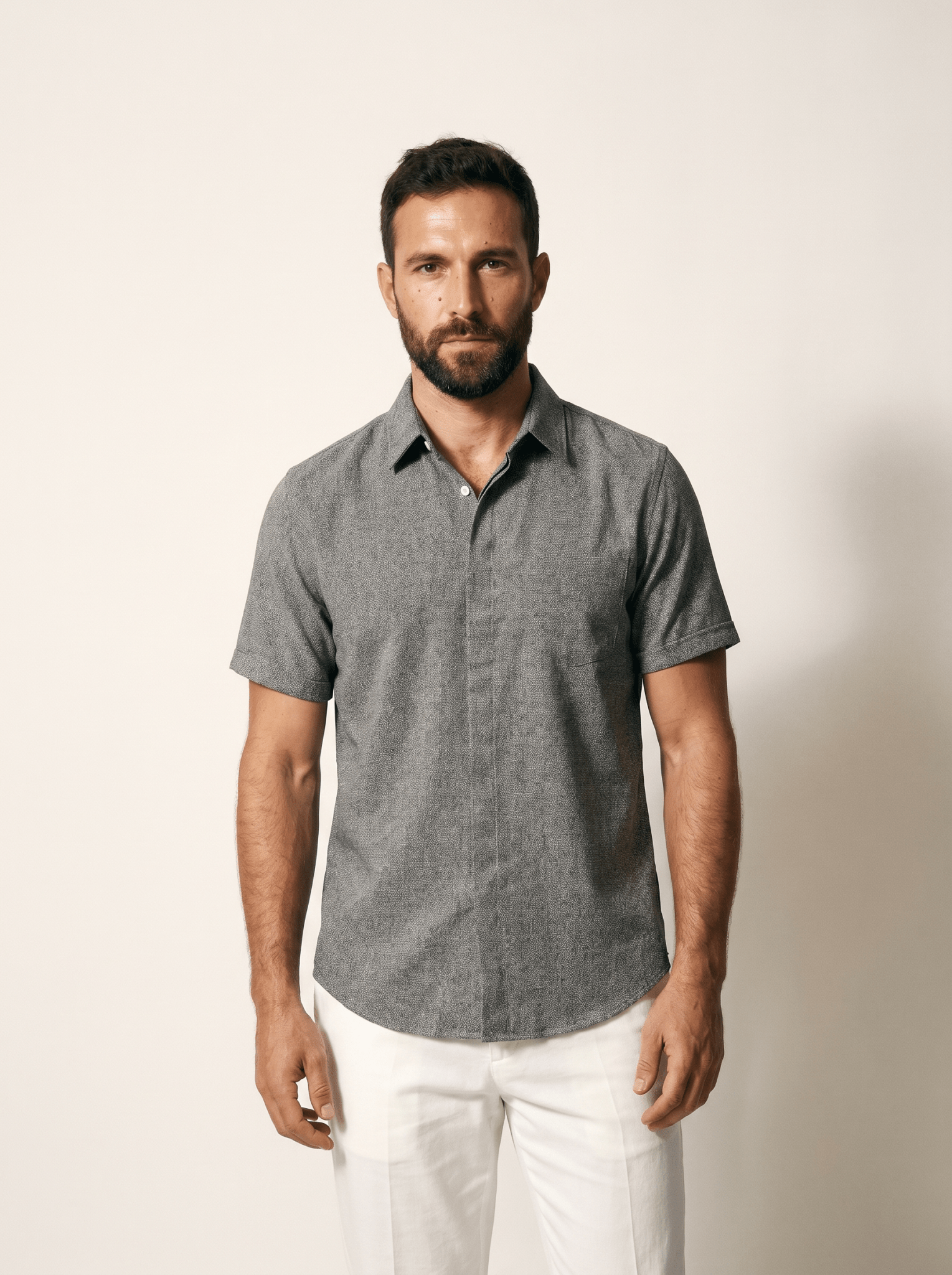 Linen Short-Sleeve Mens Shirt - vencé