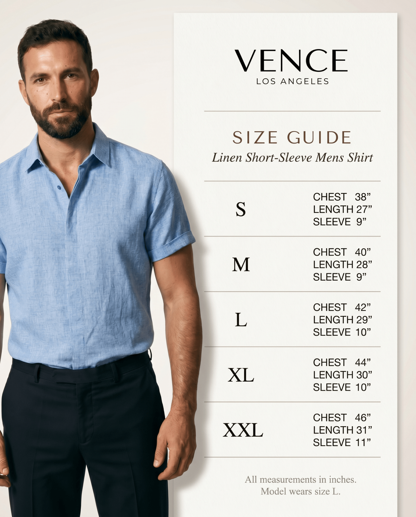 Linen Short-Sleeve Mens Shirt - vencé