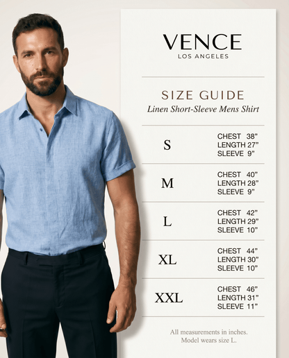 Linen Short-Sleeve Mens Shirt - vencé