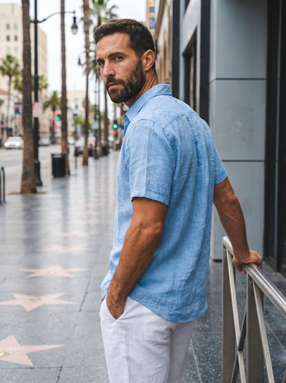Linen Short-Sleeve Mens Shirt - vencé
