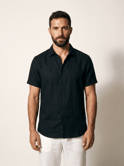 Linen Short-Sleeve Mens Shirt - vencé