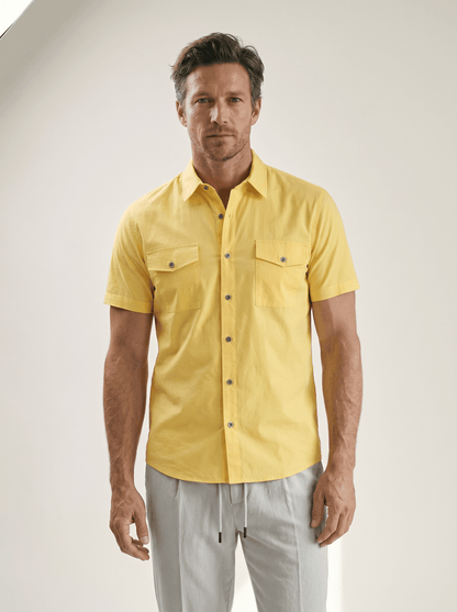 Linen Short - Sleeve Utility Shirt - vencé