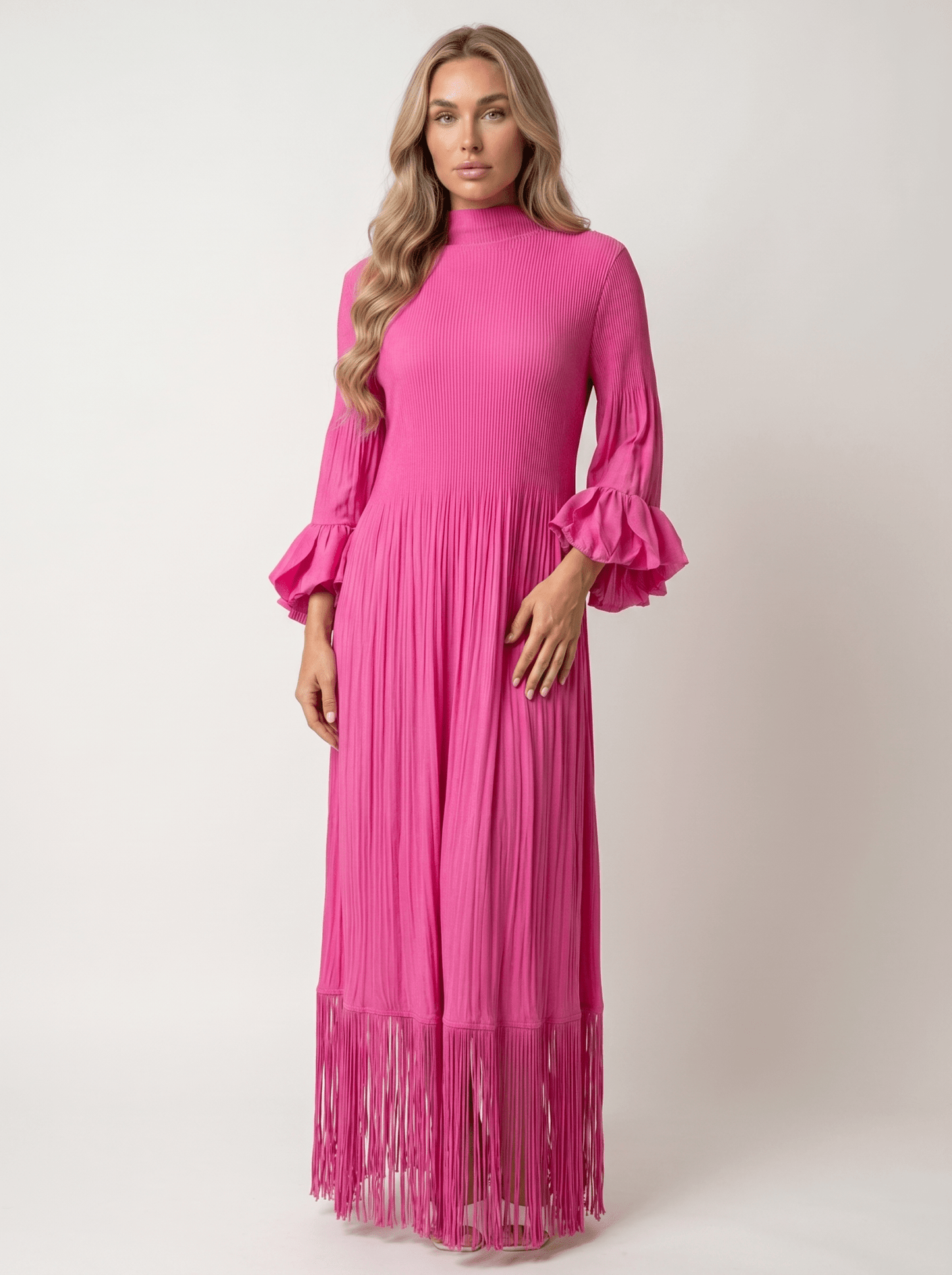 Long-Sleeve Sequin Mesh Feather-Cuff Mini Dress - vencé