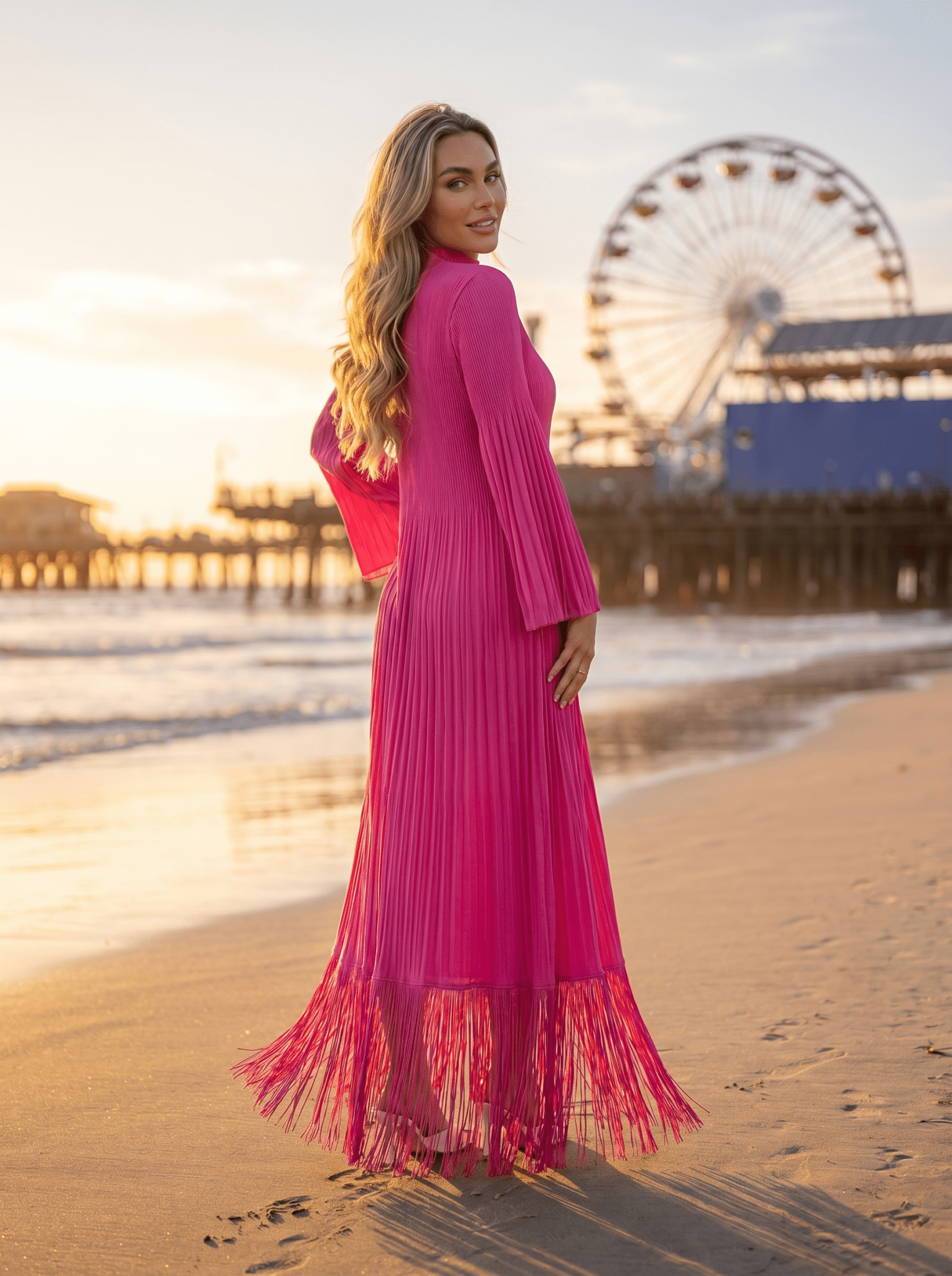 Long-Sleeve Sequin Mesh Feather-Cuff Mini Dress - vencé