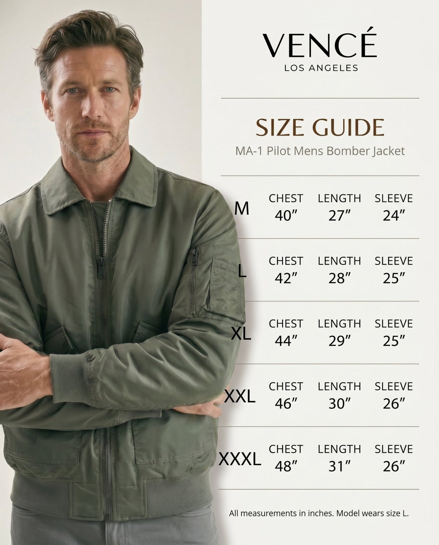MA - 1 Pilot Mens Bomber Jacket - vencé