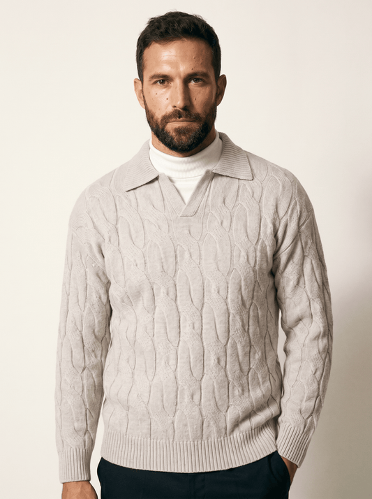 Mens Colour-Blocked Mock Two-Piece Knit Sweater - vencé