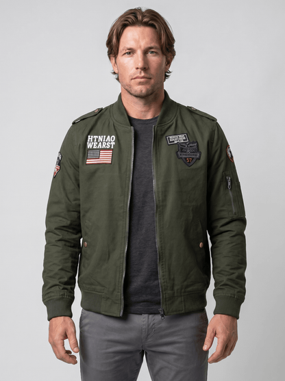 Military Patch Pilot Mens Bomber Jacket - vencé
