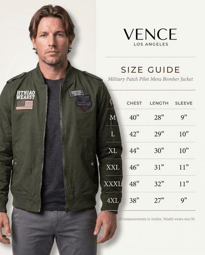 Military Patch Pilot Mens Bomber Jacket - vencé