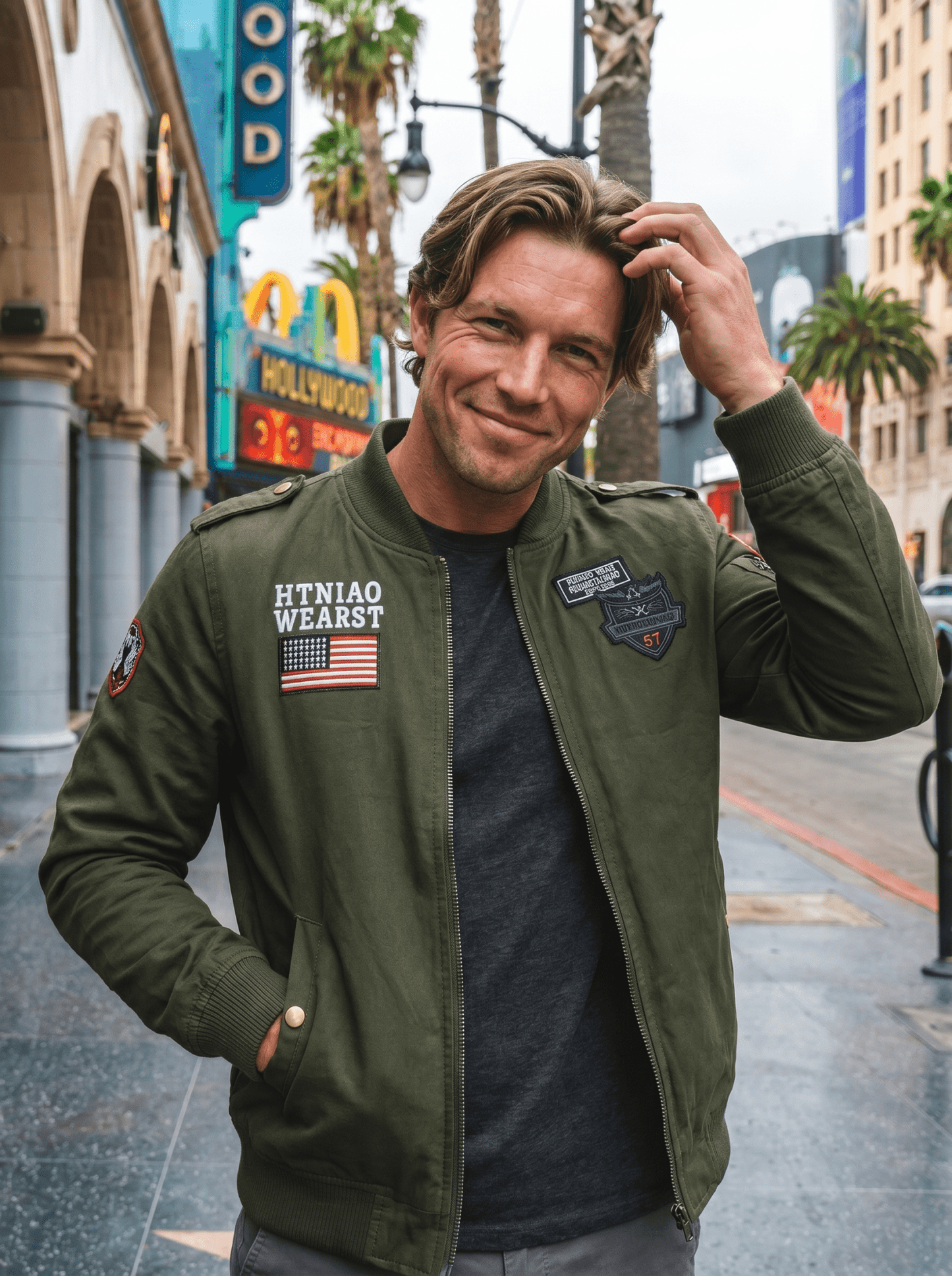 Military Patch Pilot Mens Bomber Jacket - vencé
