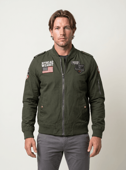 Military Patch Pilot Mens Bomber Jacket - vencé