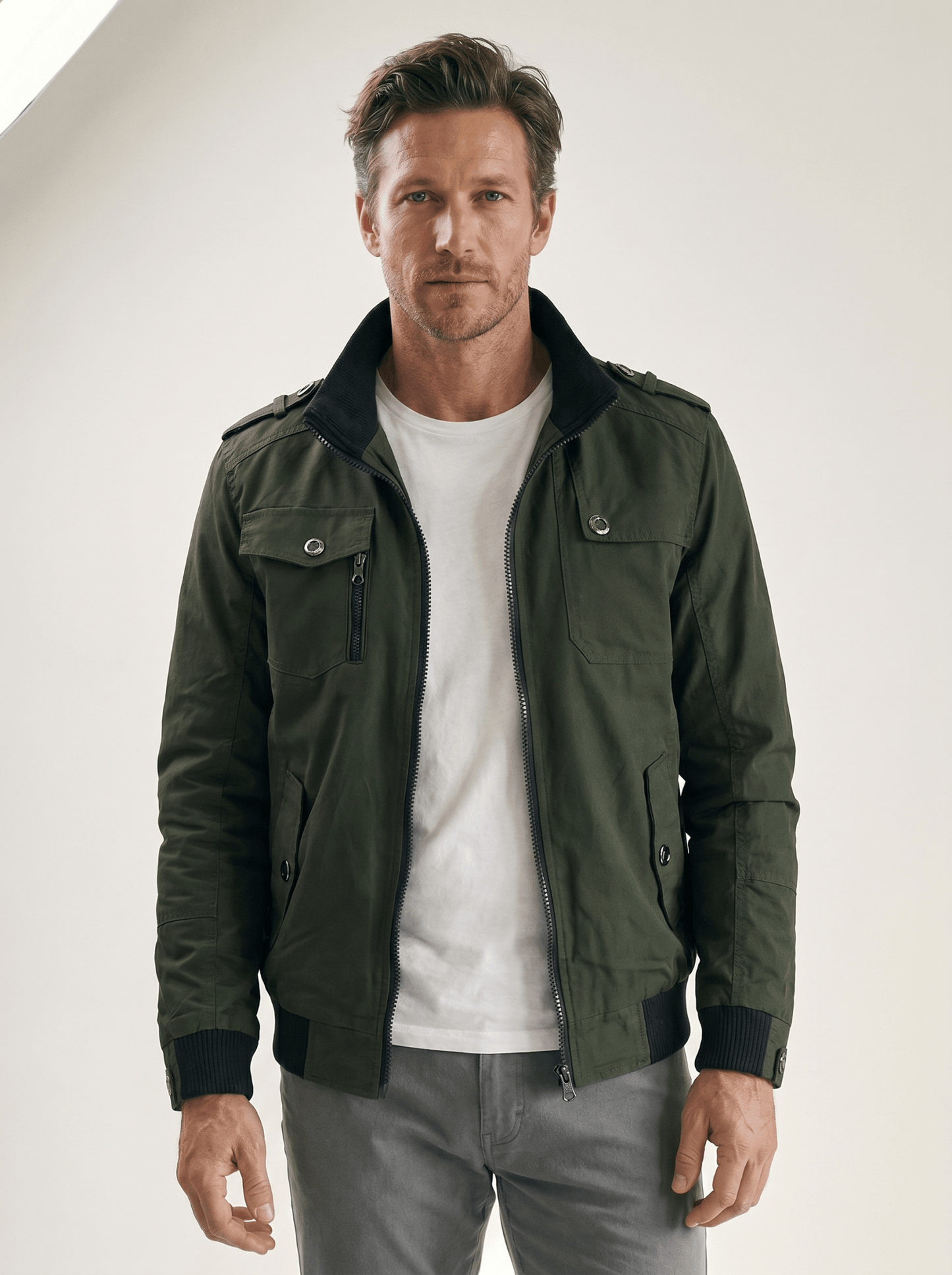 Military Stand - Collar Bomber Jacket - vencé
