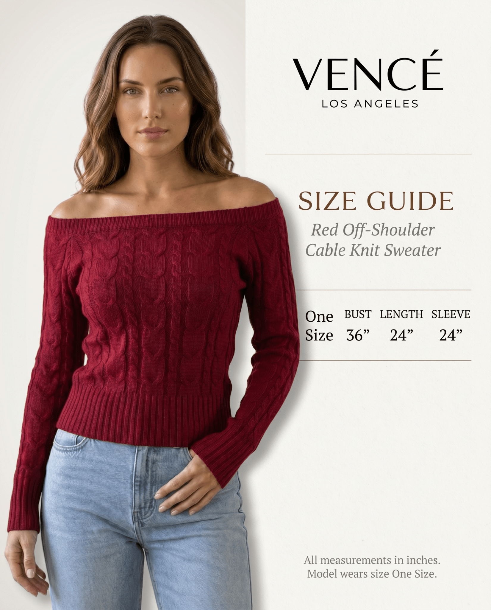 Off-Shoulder Cable Knit Sweater - vencé