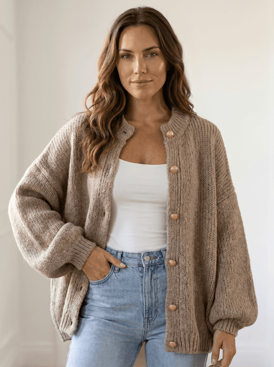 Open Cable Knit Cardigan Sweater - vencé
