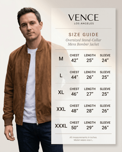 Oversized Stand - Collar Mens Bomber Jacket - vencé
