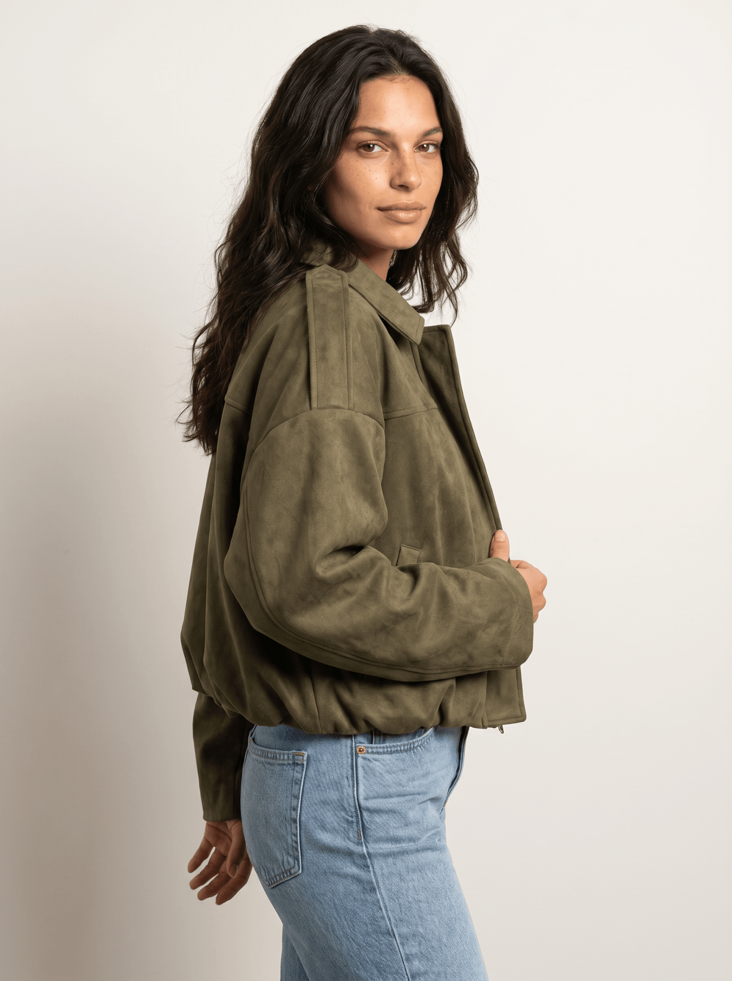 Oversized Suede Womens Bomber Jacket - vencé