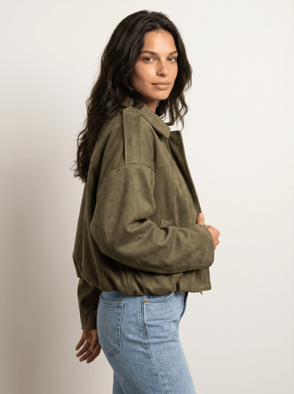 Oversized Suede Womens Bomber Jacket - vencé