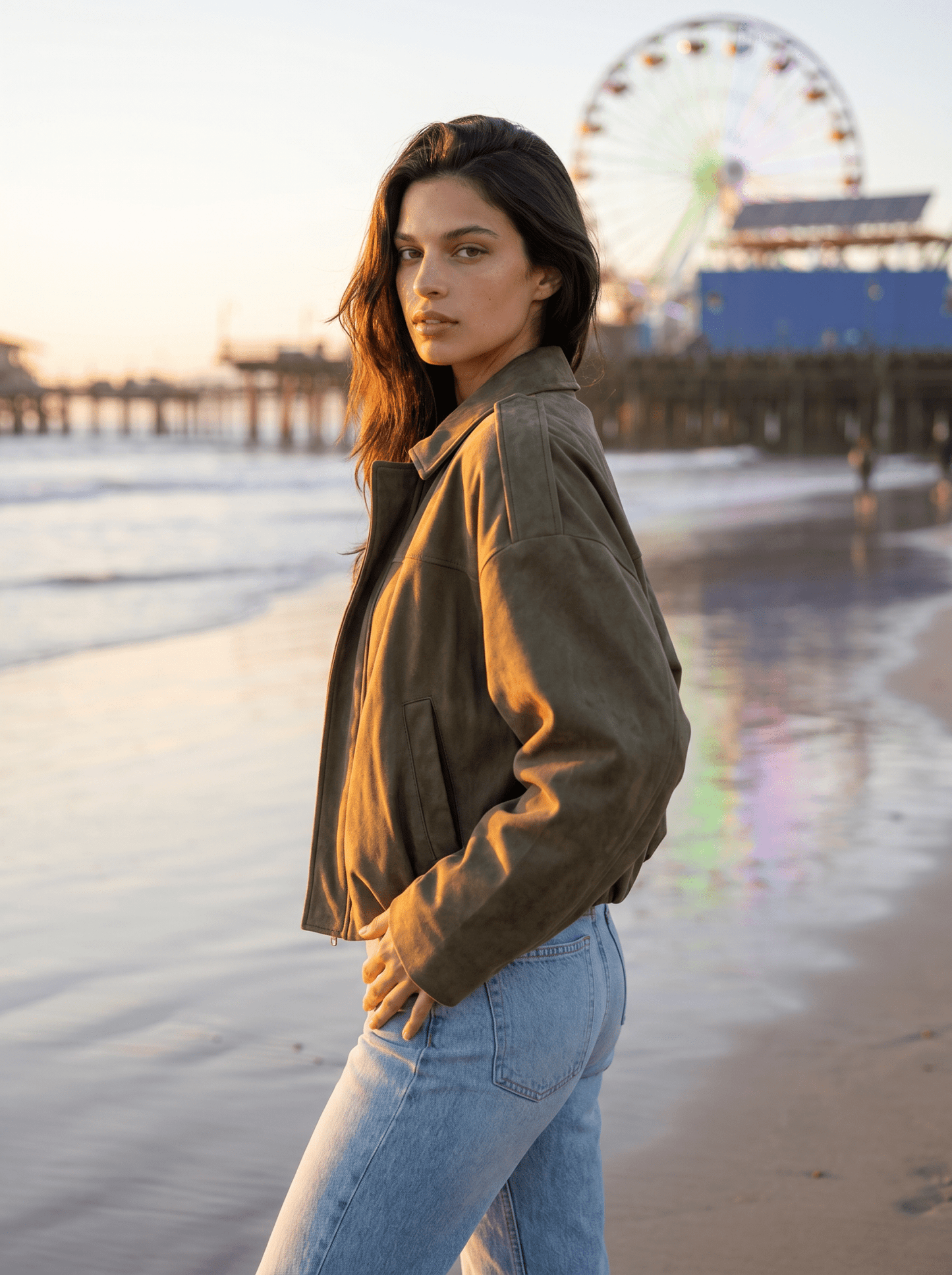 Oversized Suede Womens Bomber Jacket - vencé