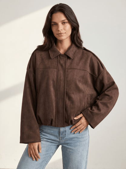 Oversized Suede Womens Bomber Jacket - vencé