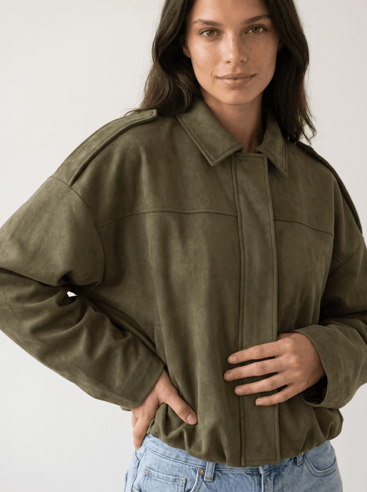 Oversized Suede Womens Bomber Jacket - vencé