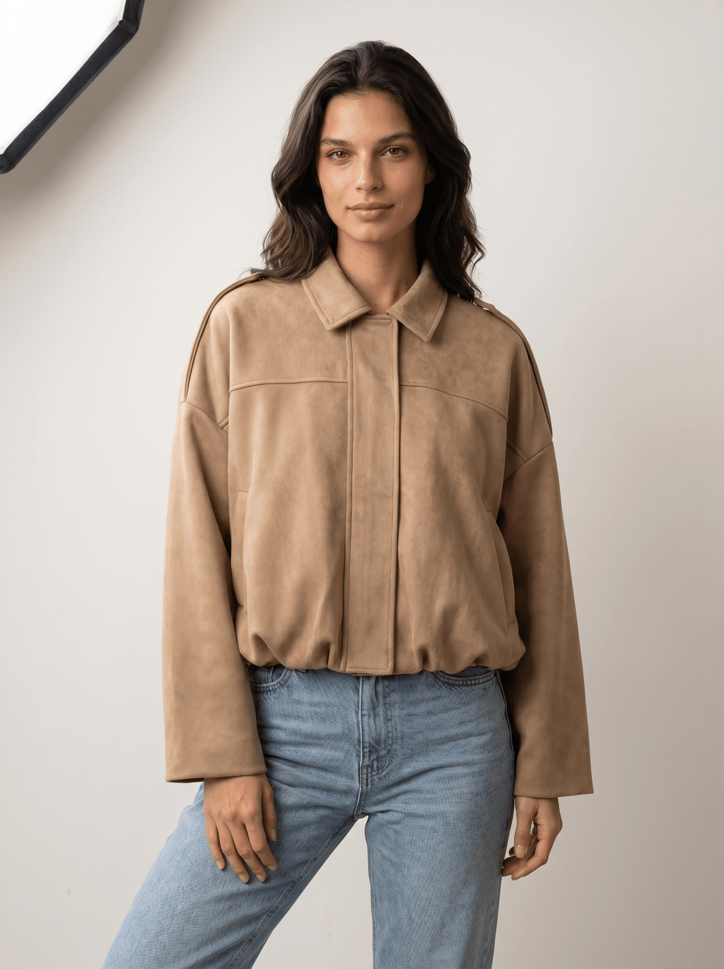 Oversized Suede Womens Bomber Jacket - vencé