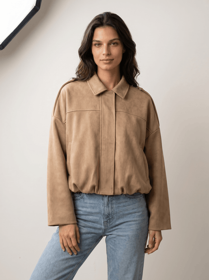 Oversized Suede Womens Bomber Jacket - vencé
