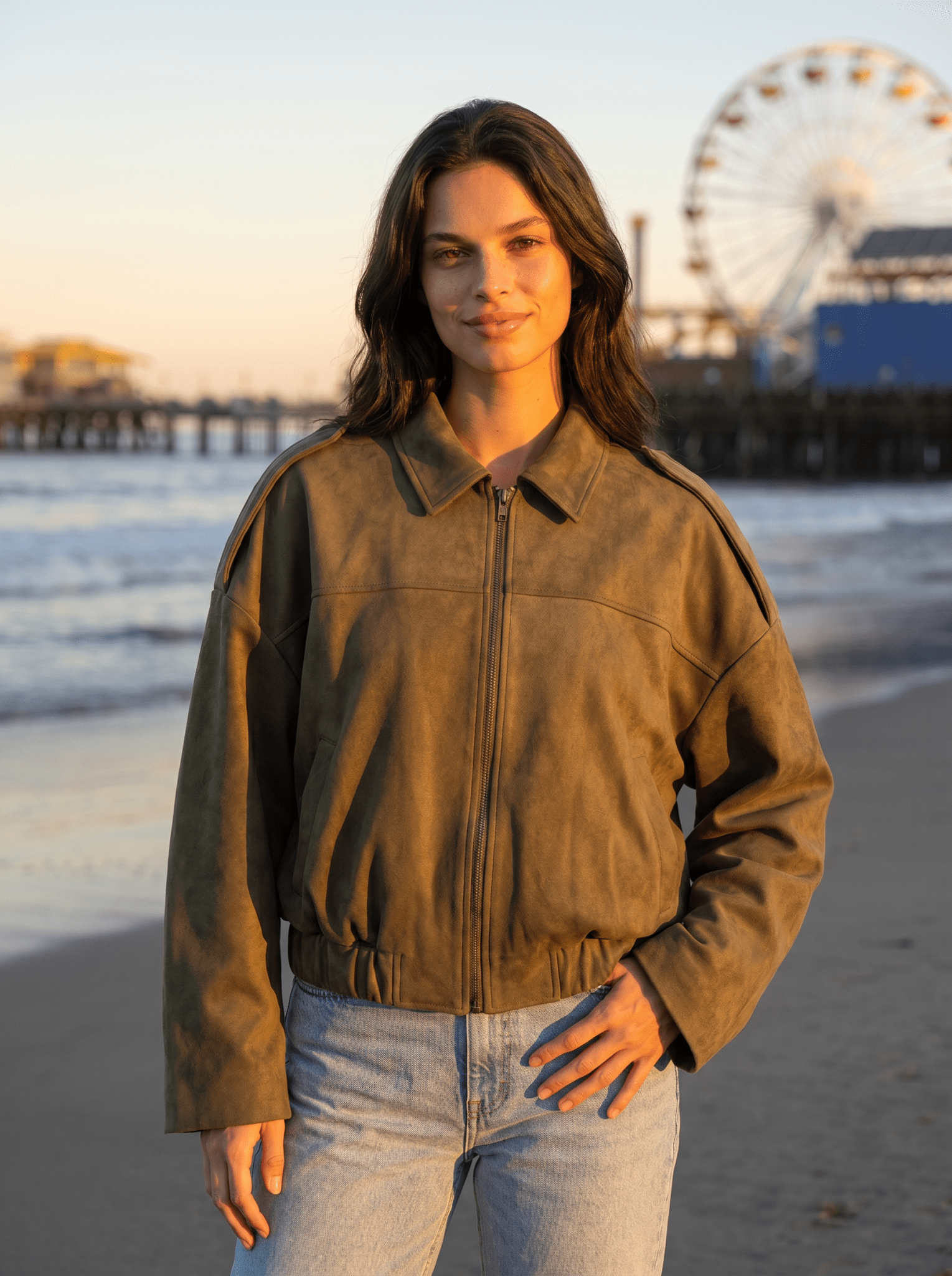 Oversized Suede Womens Bomber Jacket - vencé